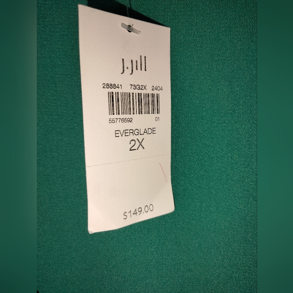 J. Jill (Size 2X) Green Stretch V-Neck Surplice Sleeveless Midi Dress (NEW-NWT) - Picture 3 of 16